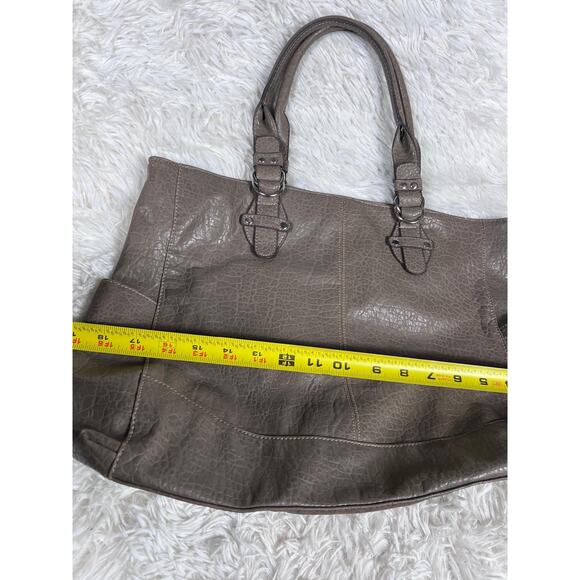 Emilie M. Tote Shoulder Bag Womens Taupe Gray Faux Leather Animal Print Lining - Picture 10 of 10